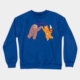 High Five Sloth and Cat Crewneck Sweatshirt